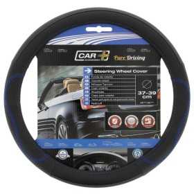 COUVRE VOLANT NOIR SURPIQURE BLEUE 37-39CM