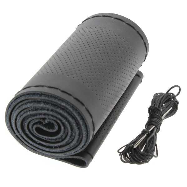 COUVRE VOLANT NOIR CUIR A LACET NOIR 37-39 CM