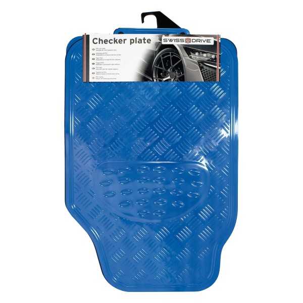 TAPIS CAOUTCHOUC LOOK ALU 4PCES BLEU