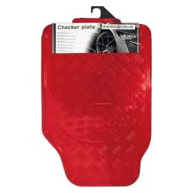 TAPIS CAOUTCHOUC LOOK ALU 4PCES ROUGE