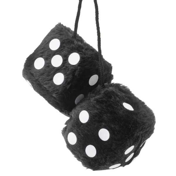 DOUBLE DES EN PELUCHE A SUSPENDRE  6X6CM  NOIRS