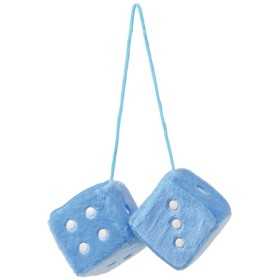DOUBLE DES EN PELUCHE 6X6CM BLEU CLAIR/BLANC