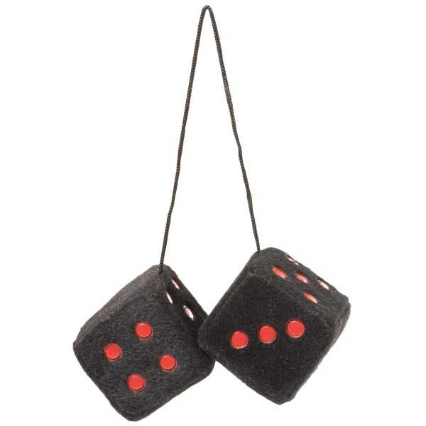 DOUBLE DES EN PELUCHE 6X6CM NOIR/ROUGE