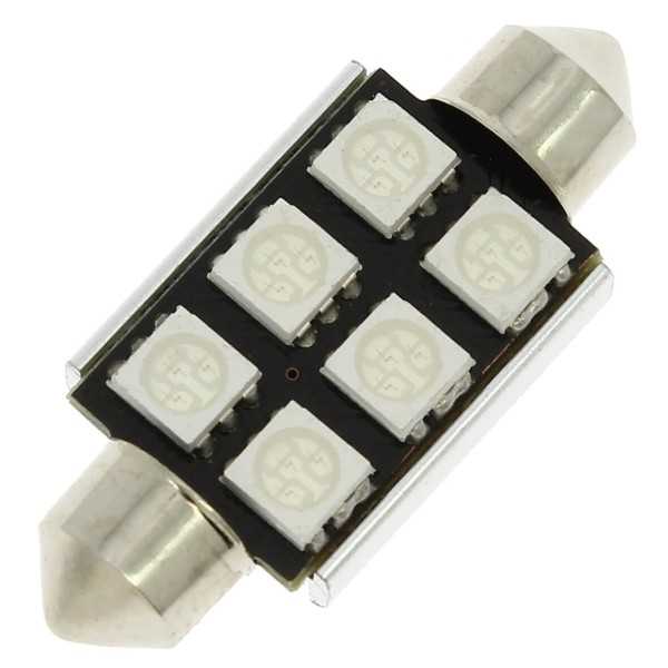 NAVETTE LED C5W SV8.5 39MM CANBUS - 6 LEDS - BLEU - 1PC