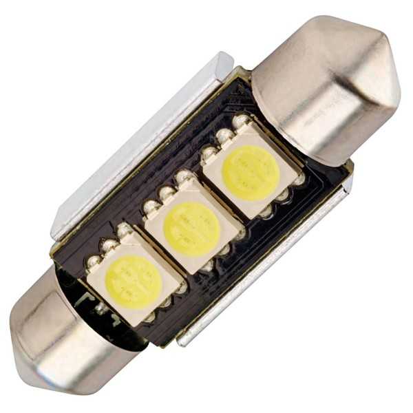 NAVETTE LED C5W SV8.5 36MM CANBUS - 3 LEDS - 6500K BLANC PURE - 1PC