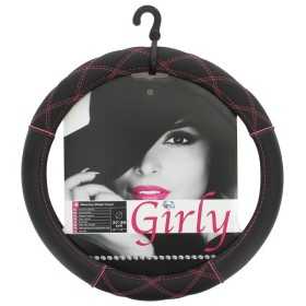 COUVRE VOLANT 37-39CM NOIR PINK CROSSED