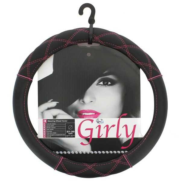 COUVRE VOLANT 37-39CM NOIR PINK CROSSED