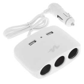 3 MULTIPRISES ALLUME CIGARE + 2 USB 2.1A BLANC