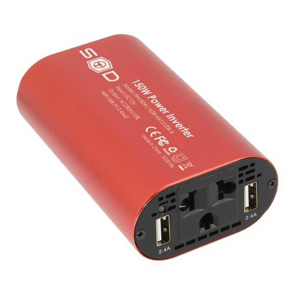 CONVERTISSEUR 12V/230V 150W+USB 2.4A*2+CABLE 12V