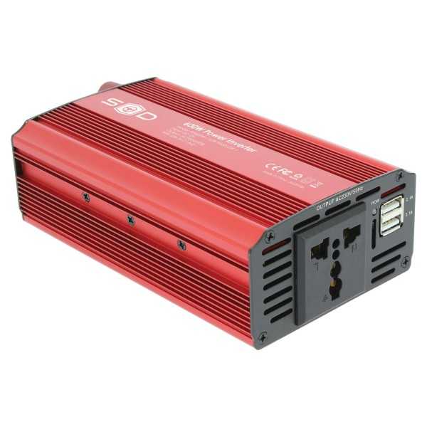 CONVERTISSEUR 12V/230V 600W+USB 2.1A*2+PINCES CROCODILES