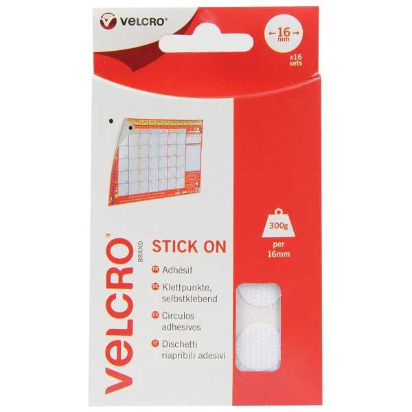 VELCROÂ® BRAND PASTILLES ADHESIVES D.16MM 16PCS BLANC - SCT