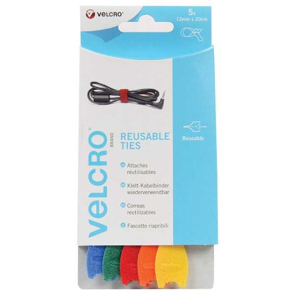 VELCROÂ® BRAND ATTACHES REUTILISABLES 12X200MM 5PCS MULTICOLOR - SCT