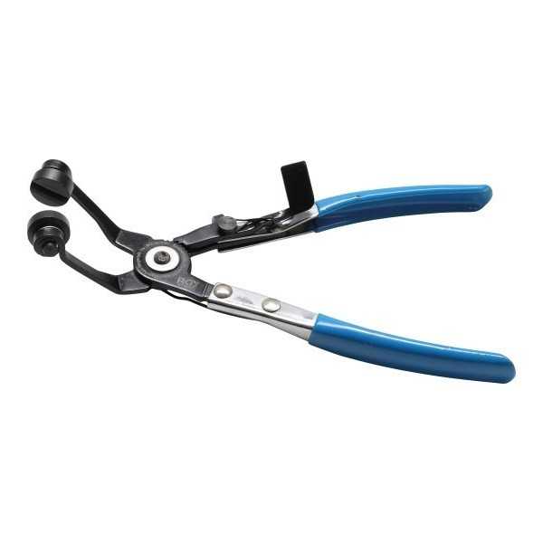 Pince pour colliers coudÃ©e type avec fonction cliquet 220 mm