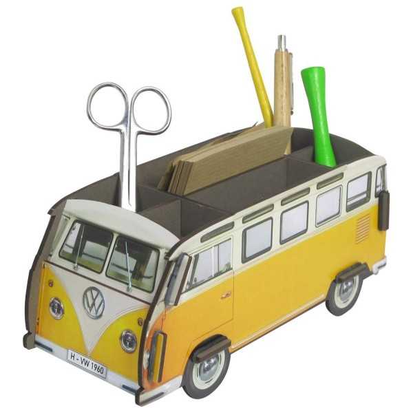 VW T1 BUS CRAYON PORTE - JAUNE / BLANC