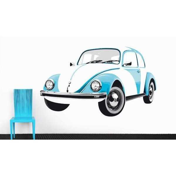 VW BEETLE WALL TATTOO - BLEU