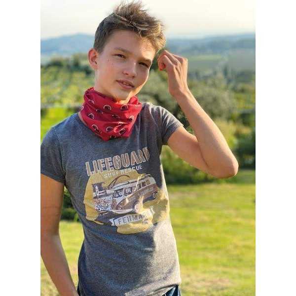 VW T1 BUS SCARF TUBE - VINTAGE LOGO / ROT |  | Accessoires de mode