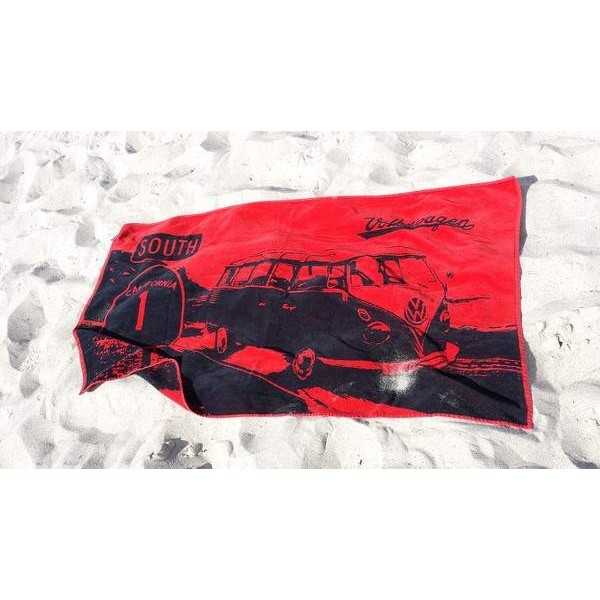 VW T1 BUS SERVIETTE DE PLAGE - HIGHWAY 1 / RED |  | Extérieur et vo...