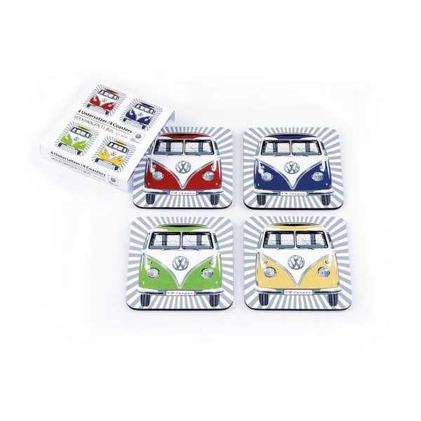VW T1 BUS DESSOUS 4 PC SET PAPIER MANCHE - SAMBA RAYURES / 4 COULEURS