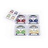 VW T1 BUS DESSOUS 4 PC SET PAPIER MANCHE - SAMBA RAYURES / 4 COULEURS