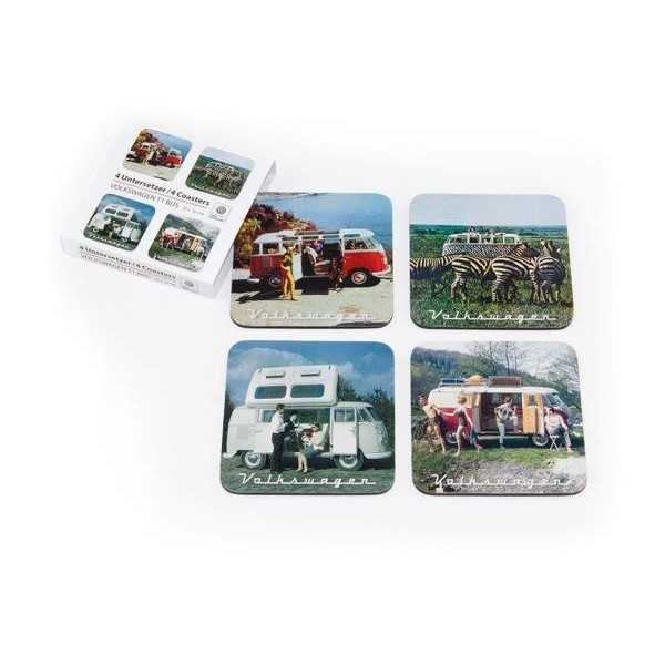 VW T1 BUS Coasters 4 PC SET PAPIER MANCHE - PAYSAGE