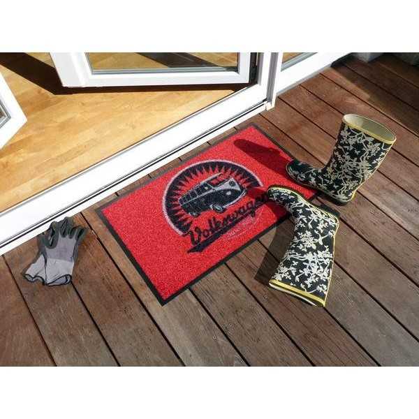 VW T1 BUS PAILLASSON - VINTAGE LOGO / ROUGE |  | Paillassons