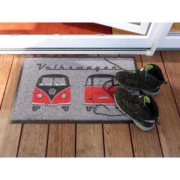 VW T1 BUS PAILLASSON - avant et arrière / NOIR ET ROUGE |  | Pailla...