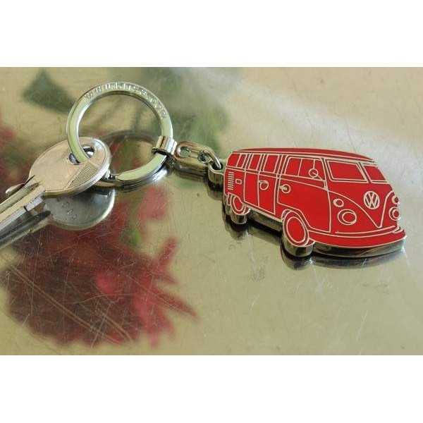 VW T1 BUS ENAMEL KEY RING sous blister - SILHOUETTE / RED (D)