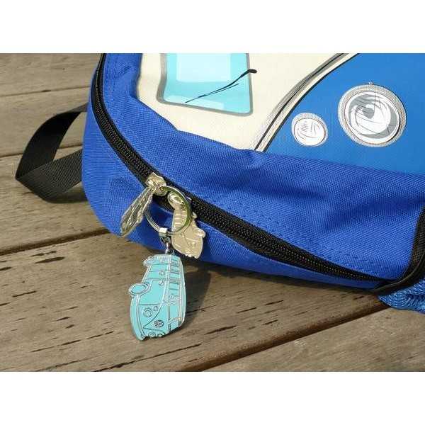 VW T1 BUS ENAMEL KEY RING sous blister - SILHOUETTE / TURQUOISE (D)