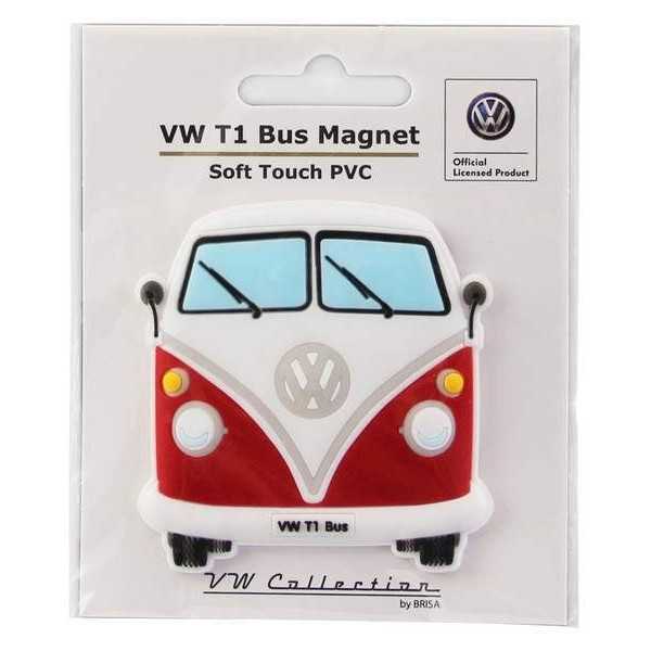 VW T1 BUS RUBBER MAGNET - FRONT / RED |  | Décoration