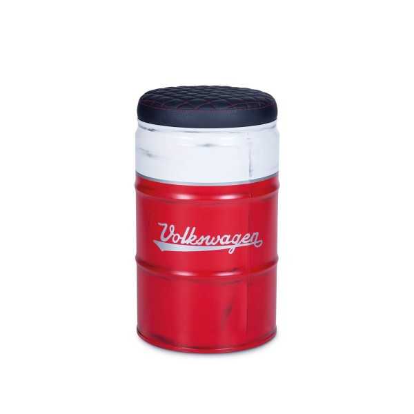 VW T1 BUS SELLES HUILE DRUM (60L) VINTAGE LOOK - BLANC / ROUGE