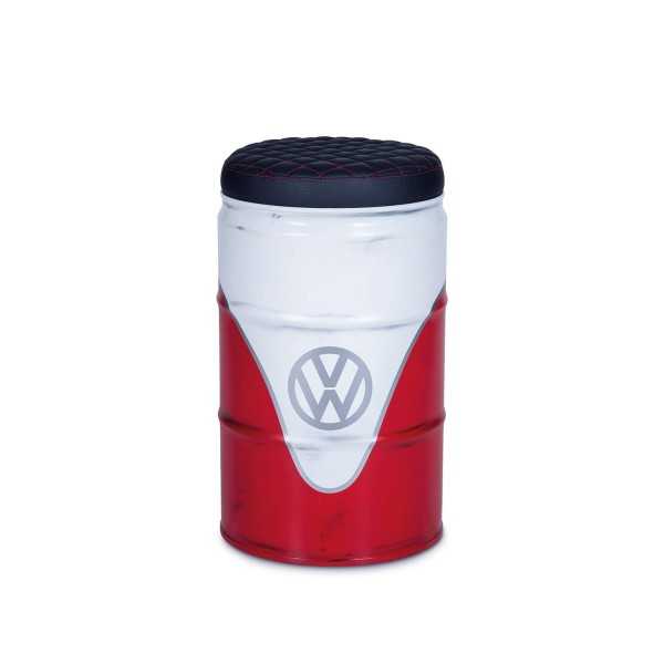 VW T1 BUS SELLES HUILE DRUM (60L) VINTAGE LOOK - BLANC / ROUGE |  |...