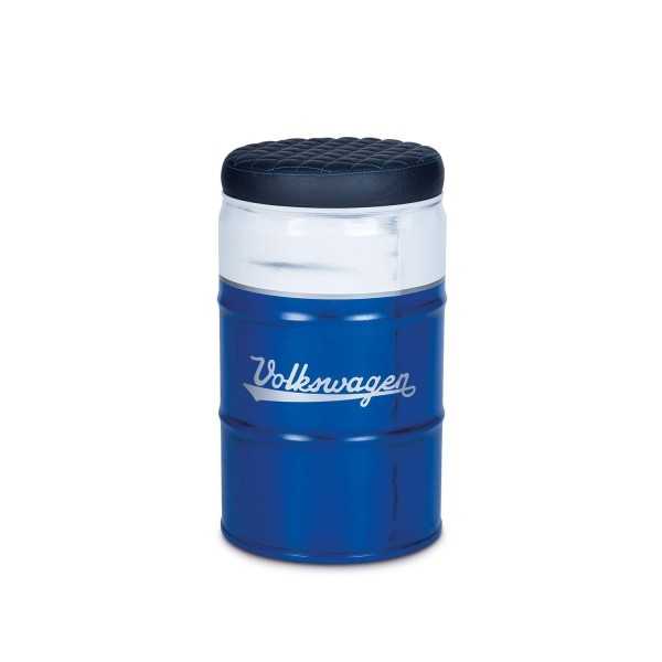 VW T1 BUS SELLES HUILE DRUM (60L) AVEC RANGEMENT VINTAGE LOOK - BLANC / BLEU