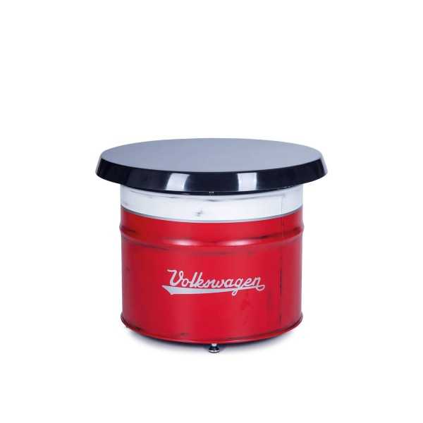 VW T1 BUS TABLEAU HUILE DRUM (208L) VINTAGE LOOK - BLANC / ROUGE
