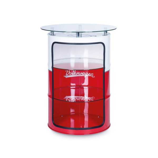 VW T1 BUS HIGH BAR TABLE AVEC VITRINE HUILE DRUM (208L) - BLANC / B...