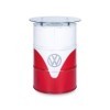 VW T1 BUS HIGH BAR TABLE AVEC VITRINE HUILE DRUM (208L) VINTAGE LOOK - BLANC / ROUGE