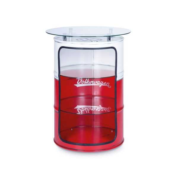 VW T1 BUS HIGH BAR TABLE AVEC VITRINE HUILE DRUM (208L) VINTAGE LOO...