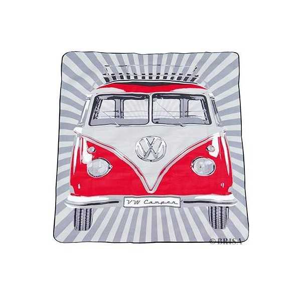 VW T1 BUS PICNIC BLANKET avec sac de transport - SAMBA RAYURES / RED