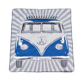 VW T1 BUS PICNIC BLANKET avec sac de transport - SAMBA RAYURES / BLEU