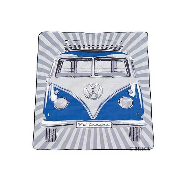 VW T1 BUS PICNIC BLANKET avec sac de transport - SAMBA RAYURES / BLEU