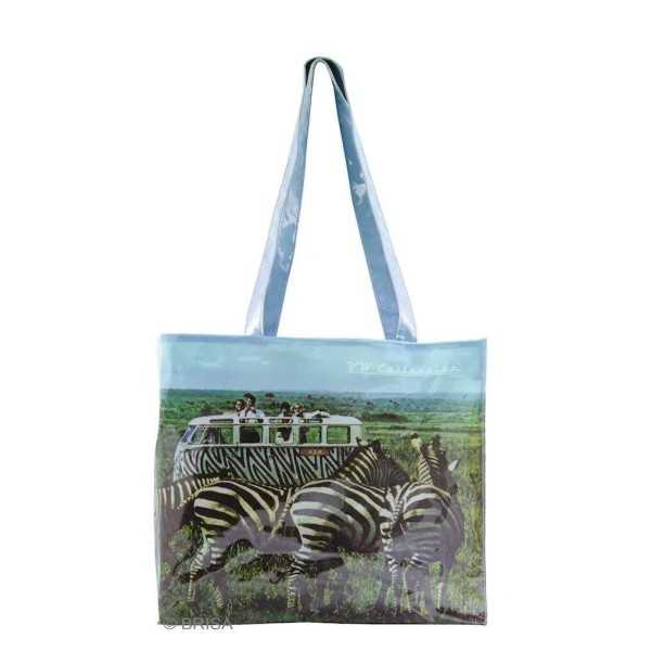 Volkswagen VW T1 Combi PVC Shopper Bag - Safari/Bleu