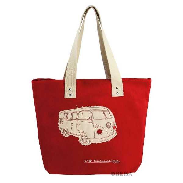 VW T1 BUS TOILE Sac Shopper - RED