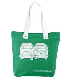 VW T1 BUS TOILE SHOPPER BAG - GREEN