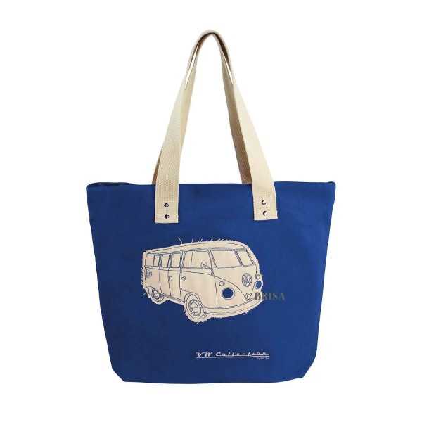VW T1 BUS TOILE Sac Shopper - Bleu foncÃ©