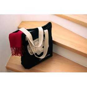 VW T1 BUS TOILE SHOPPER BAG - BLACK