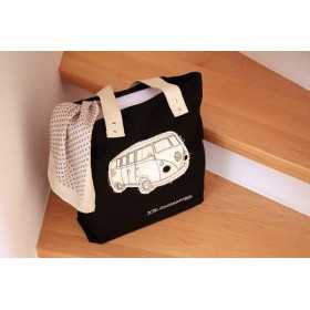 VW T1 BUS TOILE SHOPPER BAG - BLACK |  | Sac & Portefeuilles