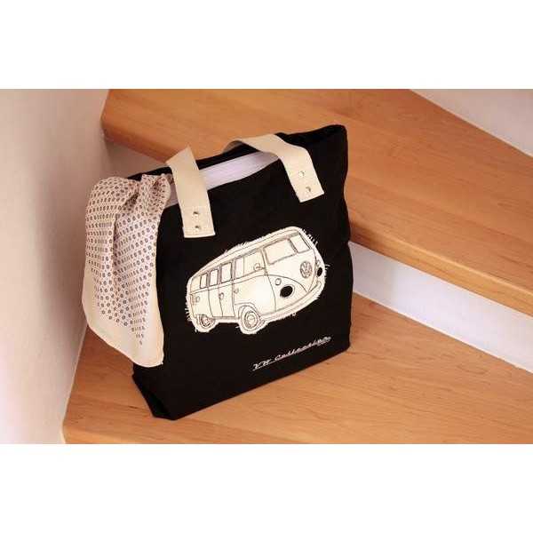 VW T1 BUS TOILE SHOPPER BAG - BLACK |  | Sac & Portefeuilles