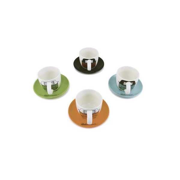VW T1 BUS ESPRESSO CUP 4 PC SET 100 ml EN COFFRET - AVANT / 4 COULEURS