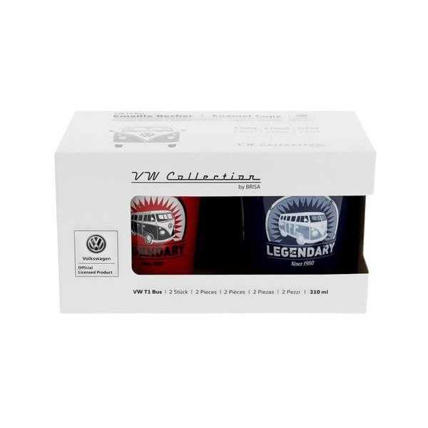 VW T1 BUS ÉMAIL CUP 2-PC SET 310ml EN COFFRET - LEGENDARY / ROUGE E...