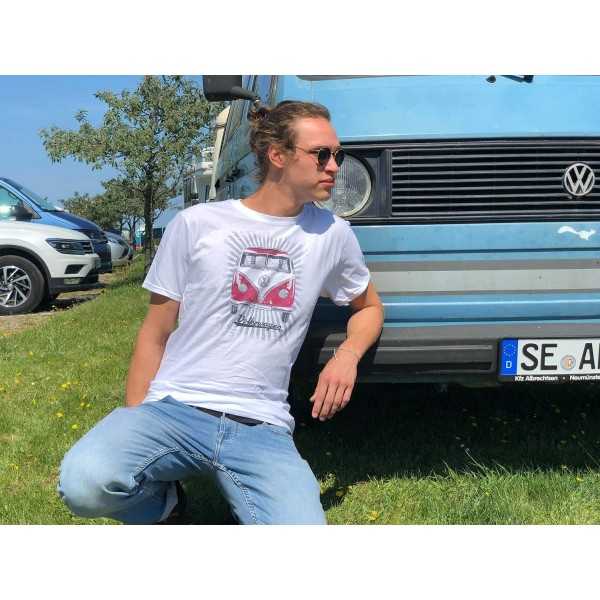 VW T1 BUS T-T-shirt basique (L) - SAMBA RAYURES / rouge / blanc |  ...