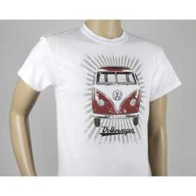 VW T1 BUS T-T-shirt basique (XL) - SAMBA RAYURES / rouge / blanc | ...